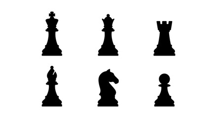 Collection of black chess pieces on a for strategy games © PURE VECTOR WORK