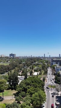 Aerial 4K view of Yarkon Park, green urban oasis and river in Tel Aviv, Israel