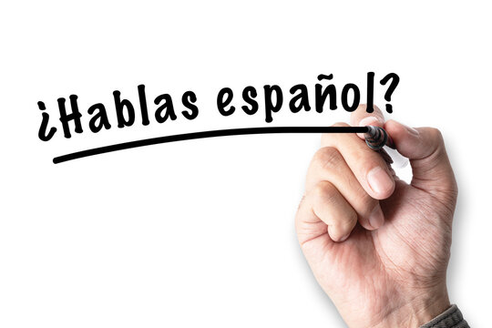 Do you speak Spanish language question on white background, education language learning concept