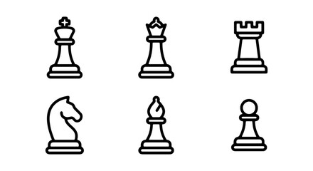 Set of six different chess pieces © PURE VECTOR WORK