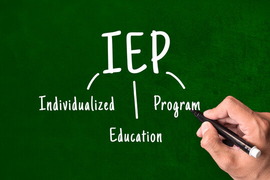IEP Individualized Education Program text on green chalkboard, special education concept