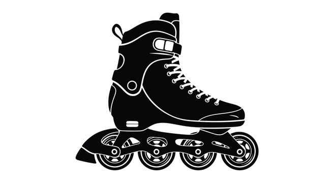 Inline skate silhouette black rollerblade on white background detailed sports equipment illustration silhouette high quality professional modern elegant stylish clean crisp