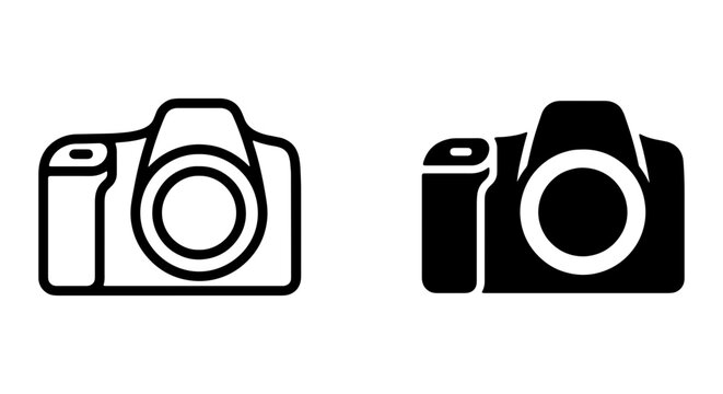 Two black and white camera icons on a pure