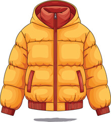 Yellow Puffer Jacket Vector Illustration © Sajjad