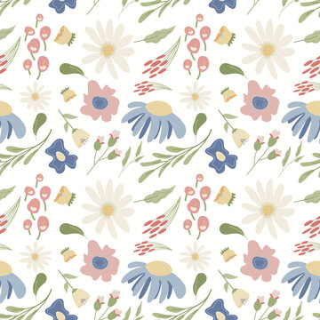 Abstract Flower in Pastel Seamless Pattern One