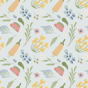Abstract Flower in Pastel Seamless Pattern Two