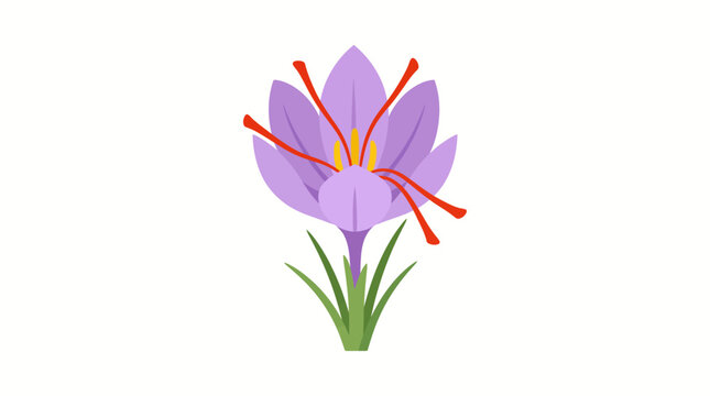 Purple Flower with Green Leaves.