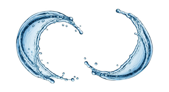 Splashing water waves isolated on transparent background
