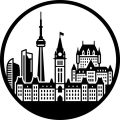 Obraz premium a high-quality black and white vector illustration of the skyline of Canada 