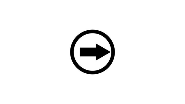 Abstract the right arrow with circle animation on white background.