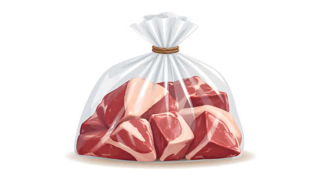 Meat Cubes Packed in Plastic Bag for Healthy Meal Preparation