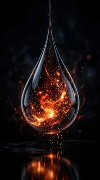 Elegant Glowing Drop with Sparkling Gold Particles drop