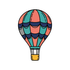 Naklejka premium Colorful hot air balloon flat vector illustration with simple lines