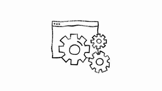 Simple gear icons on webpage background.