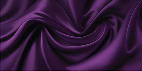 Fototapeta premium Smooth purple and violet silk fabric texture with flowing luxury satin waves creates a soft shiny textile backdrop design