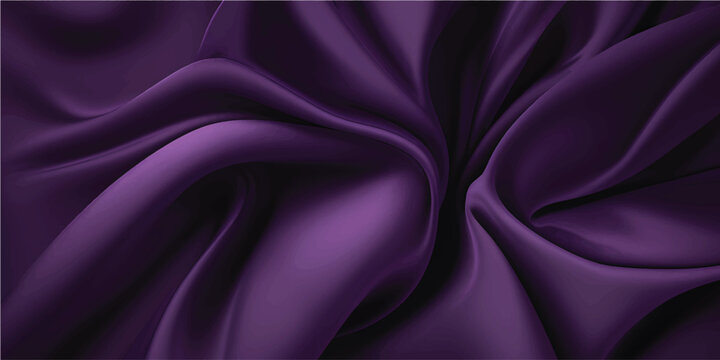 Elegant purple and pink silk satin fabric textures create a luxury violet textile backdrop with smooth shiny waves and soft abstract drapery curves
