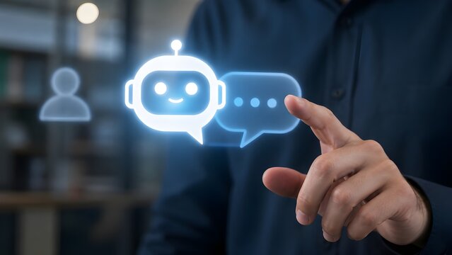 AI Chatbot Assistant and Digital Customer Support Technology Concept