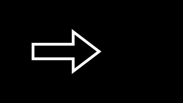 Animated White squirrel arrow on a black background. Moving arrows to the side. Download sign. Up direction arrows symbol with  download icon sign.