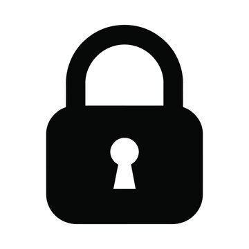 A black padlock icon with a keyhole on a white background represents security.