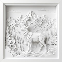 Obraz premium Paper Stag in Mountain Landscape