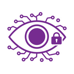 Fototapeta premium A futuristic illustration of a cybernetic eye with a padlock.
