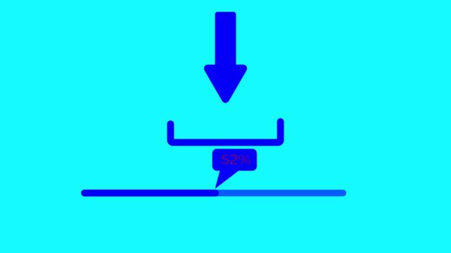 Modern looping animation of a download with percentange icon and loading bar tailored for animation on green background.