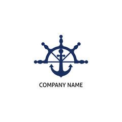 Nautical Ship Wheel and Anchor Logo © titik