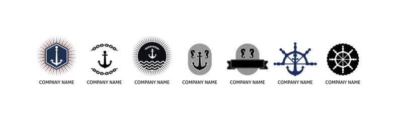 Nautical Anchor and Ship Wheel Elements Collection © titik