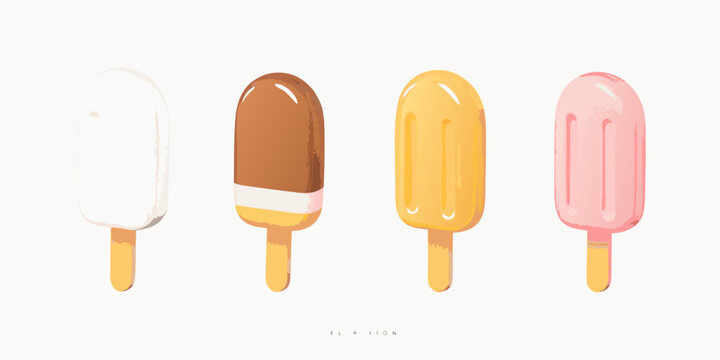 Popsicles a set of four colorful ice cream bars illustration