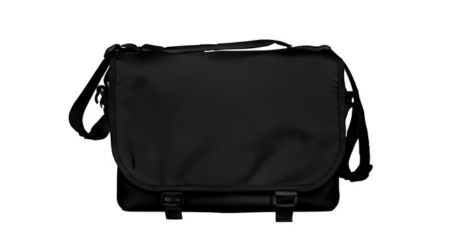 black messenger bag with adjustable straps on transparent background high quality professional