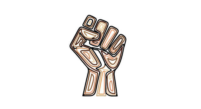 Raised Fist in Angry Cartoon Style.