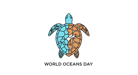 Turtle World Oceans Day Mosaic Art. © Nunik