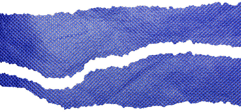 Ripped Blue Nonwoven Spunbond Polypropylene Fabric Texture with Rough Edges - Suitable for Fashion Design, Mockups, Banners, Posters and Creative Projects.