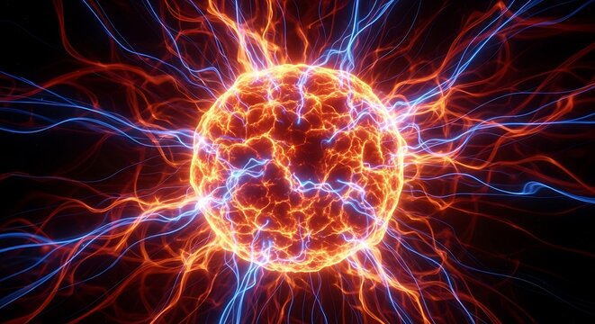Dynamic Abstract Energy Sphere Radiating Powerful Electric Plasma and Cosmic Discharges