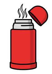 Obraz premium Red Thermos Flat Icon