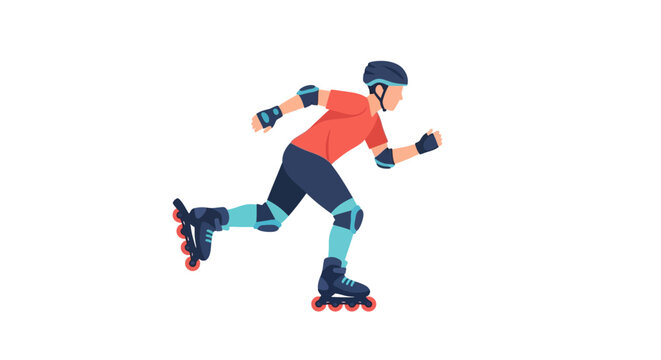 Dynamic Rollerblader in Action with Safety Gear