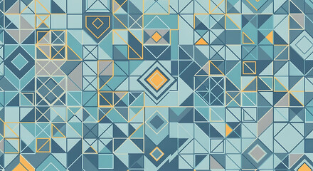 abstract geometric pattern in blue and yellow on transparent background high quality