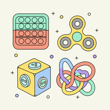 Flat Vector Neurodiversity Fidget Toys Set