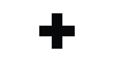 Fototapeta premium Black plus sign symbol on a white background simple geometric silhouette high quality professional