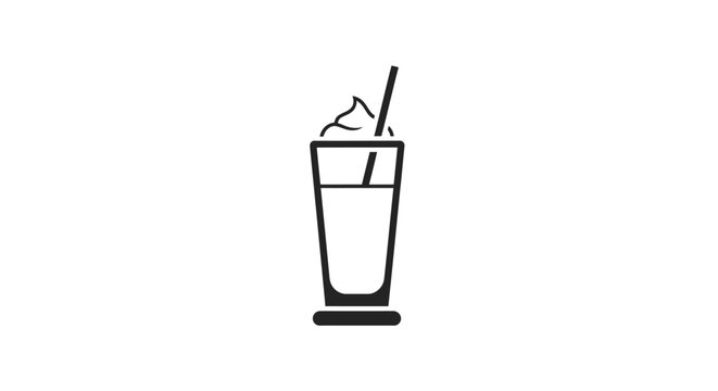 Glass with ice and straw drink.