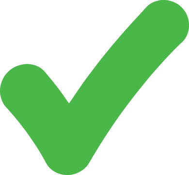 A green checkmark a bright green checkmark on a white background