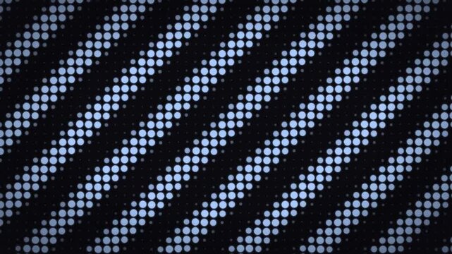 Abstract blue dot pattern diagonally scrolling on a black background, seamless 4K loop for modern digital motion