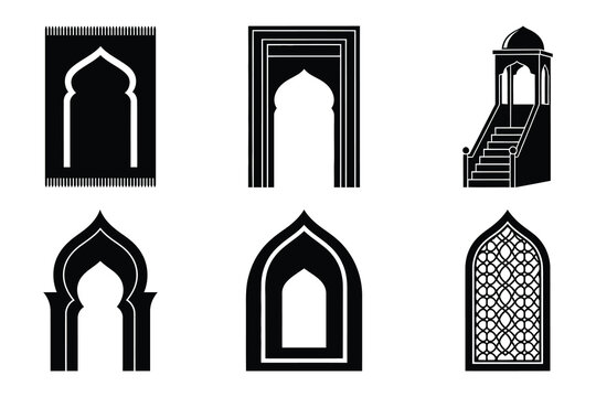 Islamic architectural silhouettes a collection of arches and ornamental entrances