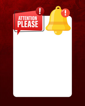 Attention Please Notification Alert Banner with Bell Icon