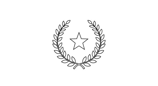 Star surrounded by laurel wreath symbol.