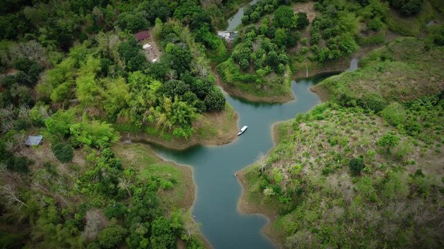 Cinematic Drone Footage of Kaptai Lake Nature Landscape South Asia 4k