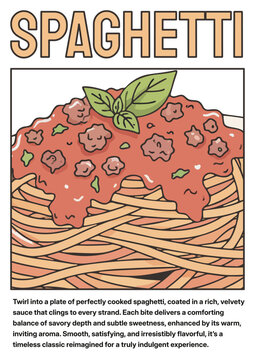 Aesthetic minimalist spaghetti food poster featuring a clean modern vector style with Italian inspiration. Perfect for restaurant branding, menu design, food promotion, and social media visuals.