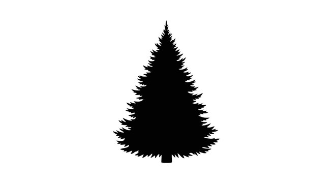 Black silhouette of a pine tree on a white background simple evergreen tree shape