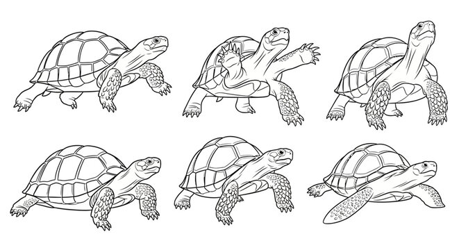 Tortoise Progression Line Drawing