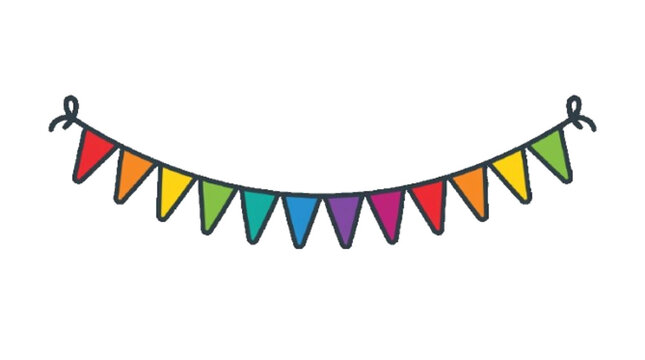 colored bunting party decoration festive vector icon ,  illustration , white background 